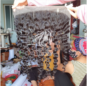 Cutícula de pelo Remy de la mejor calidad alineada delgada transparente HD/cierre 13x6 virgen para encaje océano ondulado trama única - Product Image 4