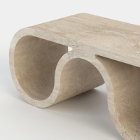 Table basse moderne en travertin Dream Home, design en forme de vague continue en U, meubles élégants pour le salon