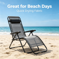 Fauteuil inclinable moderne noir zéro gravité, siège lounge en maille écologique, structure en acier inoxydable, portable pour extérieur, salle à manger, villa, plage