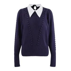 Großhandel 2024 Frühling und Herbst Eleganz Mädchen-Polokarten-Sweater Modemuster Strickwaren Mädchenpuppen-Karten-Sweater gestrickt
