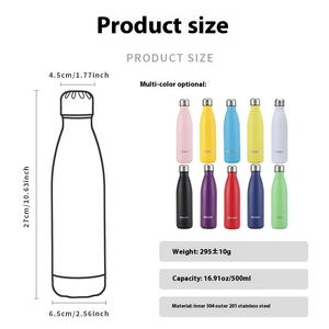 <b>500ml</b> Stainless Steel Sports <b>Water</b> <b>Bottle</b> Cola Shaped Vacuum Insulated Fitness Flask Thermal Lids Free Cap Plastic Lid Christmas - Product Image 2
