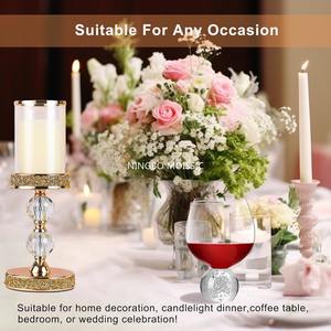 Candélabre en cristal fait main 13 pouces pour bougies 3''X5'' décor de table basse à manger - Product Image 4