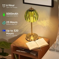 Lampe de table sans fil en verre en forme de fleur, commande tactile, trois couleurs, intensité réglable, batterie rechargeable 5200 mAh, lumière d'ambiance pour hôtel