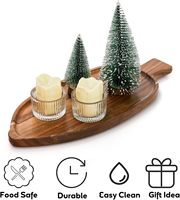 Plateau de service en bois d'acacia en forme de feuille, idéal pour charcuterie, snacks, fruits, apéritifs, décoration et présentation à la maison