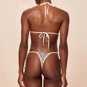 Top de Bikini <span class=keywords><strong>Palma</strong></span> Clásico y Atemporal con Estampado a Cuadros, Relleno Extraíble, Tirantes Ajustables, Traje de Baño Brasileño - Product Image 4