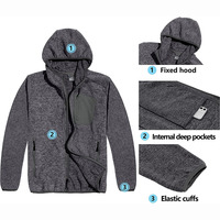 Veste de course en polaire légère et chaude pour hommes, veste de sport décontractée à capuche et fermeture éclair pour la randonnée en plein air
