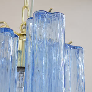 Lustre LED moderne en verre bleu artistique, luminaire suspendu vintage en cristal de designer pour salle à manger et cuisine - Product Image 6