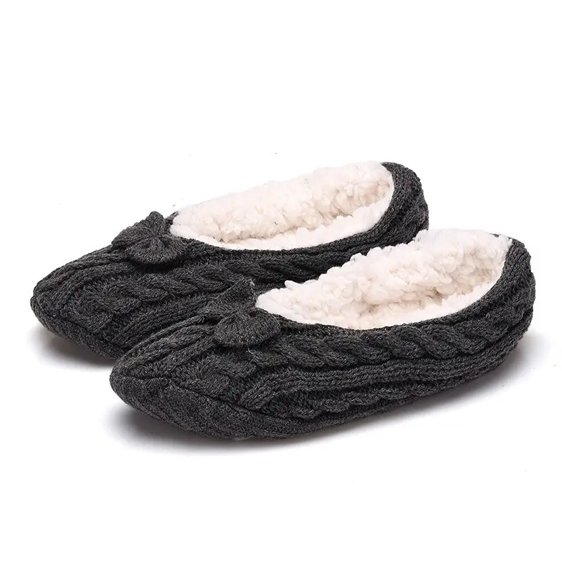 2023 hot selling Women Thermal Soft Fleece Sock Slippers Winter Knit Home House Quilt Slippers