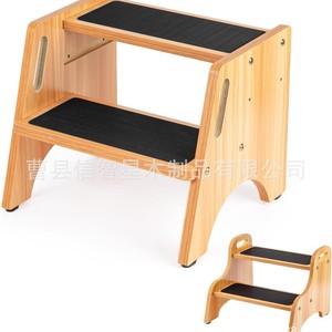 Wooden Step <b>Stool</b> Solid <b>Wood</b> Non Slip Mat Kids Home Wash Up Shoe Changing <b>Stool</b> Minimalist Design - Product Image 2