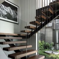 CBMMart Fil de bois avec lumière LED Escalier en colimaçon
