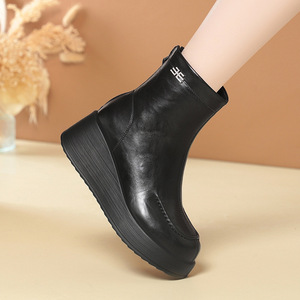 Nouvelles Bottes à Talon Compensé Xuanhui pour Femme, Marron Foncé, Doublure Fourrure, Fermeture Éclair Arrière, Semelle Épaisse Chaude, Plateforme 5 cm, Hiver - Product Image 2