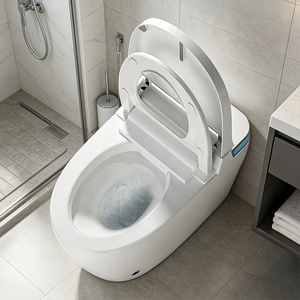 Bidet intelligent moderne allongé sans réservoir avec télécommande, ouverture/fermeture automatique, chasse d'eau automatique, affichage numérique et lumière d'ambiance - Product Image 5
