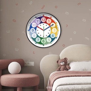 <span class=keywords><strong>Horloge</strong></span> <span class=keywords><strong>murale</strong></span> silencieuse de 16 pouces, grand format, <span class=keywords><strong>à</strong></span> mouvement <span class=keywords><strong>à</strong></span> quartz, sans perçage, pour l'apprentissage précoce des enfants, style dessin animé, pour salon - Product Image 4