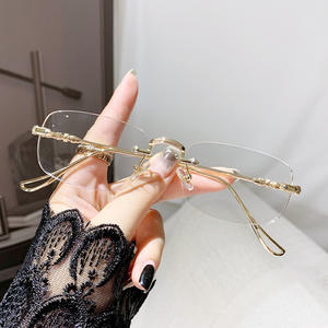 Gafas de lectura sin montura rectángulo redondo oro plata metal <span class=keywords><strong>lentes</strong></span> de lectura mujeres presbicia <span class=keywords><strong>anti</strong></span> luz azul + 1,50 + 2,50 - Product Image 1