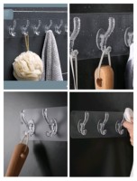 3 crochets Crochets muraux auto-adhésifs multifonctionnels en plastique transparent sans perçage