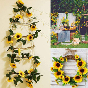 Vignes artificielles de tournesol Xinlei 100cm 200cm, bouquet de fleurs en soie pour la décoration intérieure et les accessoires de photographie en extérieur - Product Image 2