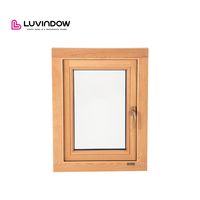 Ventanas de Estilo Tradicional Chino Retro Moderno, Madera Maciza de Roble Rojo, Marco de Aleación de Aluminio, Apertura Vertical Abatible, Rejilla