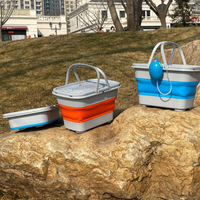 Seau de pêche pliable et rétractable en plastique avec protection pour poissons vivants, conception épaissie