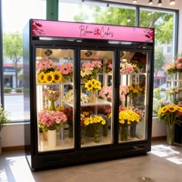 Réfrigérateur de présentation de fleurs, vitrine réfrigérée, congélateur en verre, réfrigérateurs verticaux pour fleurs