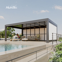 Pergola Bioclimatique Motorisée en Aluminium AlunoTec de Luxe pour Jardin, Toit de Patio à Lames Orientables