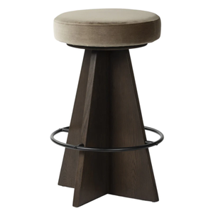 Taburete Alto Giratorio Damon de Algodón, Roble, Hierro/Acero y Poliéster, Resistente, para Bar en Casa y Comedor - Product Image 6
