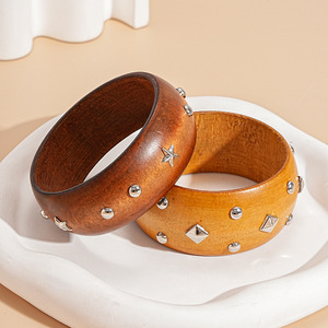 <span class=keywords><strong>Bracelet</strong></span> en bois vintage en forme d'étoile, <span class=keywords><strong>bracelet</strong></span> à clous géométriques pour femmes - Product Image 4