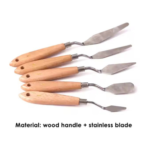 سكين لوحة للفنانين من Foska متعددة الوظائف 5 مقبض خشبي ، مكشطة من الفولاذ المقاوم للصدأ ، ملعقة رسم فني ، مجرفة ، سكين لوحة للفنانين - Product Image 2
