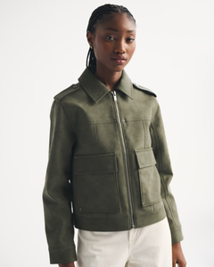 เสื้อแจ็คเก็ตทรงตรงแบบทรัคเกอร์สำหรับผู้หญิง ยี่ห้อ LEDUO ผ้าหนังกลับเทียมวีแกน ระบายอากาศได้ดี มีซิปและกระเป๋าหลายช่อง เหมาะสำหรับฤดูใบไม้ร่วง - Product Image 3