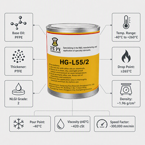 Grasso Completamente Fluorurato L55/2 PFPE Perfluoropolietere NSF H1 260 ℃   Silicone-Free ad Alta Velocità per Macchinari Tessili - Product Image 2