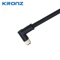 Connecteur d'alimentation femelle KRONZ M12 à 90 degrés, codage K, 5 broches, câble PVC noir, connecteur circulaire IP67, longueur de câble personnalisée, prise