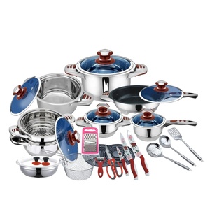 Tapa de <span class=keywords><strong>Termo</strong></span> de vidrio azul, juego de utensilios de cocina de acero inoxidable, juego de olla de inducción, gran oferta - Product Image 1