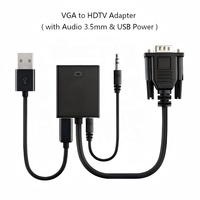Adaptor VGA ke HDMI dengan Audio 1080P, Kabel Konverter Video VGA Male ke HDMI Female untuk PC Desktop, Laptop, Monitor, TV, Proyektor