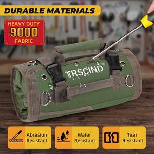 Free sample Wholesale <b>Canvas</b> Tool <b>Roll</b>-Up Bag Car <b>Roll</b> Pouch Small Pocket Repair Tool Bag Pockets Multi-Purpose Organizer - Product Image 6