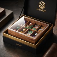 Boîte à capsules de café en bois de luxe Landy avec couvercle transparent, organiseur de dosettes de café premium à 8 compartiments pour la cuisine, vente en gros