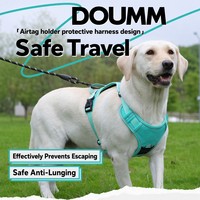Harnais pour chien de grande taille Oxford respirant et tendance, anti-traction, anti-rupture, avec traceur GPS et gilet anti-perte, avec laisse, pour l'extérieur
