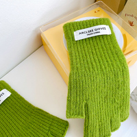 Gants thermiques tricotés mi-doigts longueur opéra pour femme, style hiver tendance, en laine chaude, compatibles écran tactile, pour la conduite