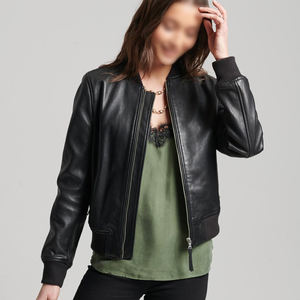 Fournisseur en gros du Bangladesh, vestes bomber en cuir véritable pour femmes, doublure en viscose, coupe-vent, séchage rapide, mode streetwear - Product Image 6