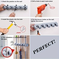 Support de rangement multifonctionnel pour balai et outils, avec double porte-cartes et crochet, pour balai magique en plastique, fourni directement par l'usine