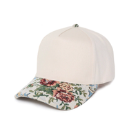 Casquette de baseball vintage à 5 panneaux, imprimé floral, bicolore, réglable, unisexe, pour l'extérieur, avec logo personnalisé