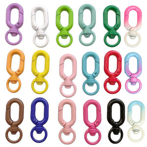 8 ovale <span class=keywords><strong>U</strong></span>-förmige elliptische Feder-Schlüsselanhänger, 360° drehbare Schnalle, lackierter Drehkarabinerhaken für Taschen-Hardware-Verbindungsstücke und Zubehör - Product Image 1