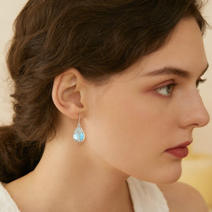Boucles d'oreilles pendantes hypoallergéniques Merryshine en obsidienne et <span class=keywords><strong>pierre</strong></span> <span class=keywords><strong>de</strong></span> <span class=keywords><strong>lune</strong></span>, motif arbre <span class=keywords><strong>de</strong></span> vie, avec fermoir à levier - Product Image 6