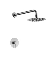 Douche encastrée en acier inoxydable brossé 304 avec jet de pluie doux, poignée unique en céramique, installation facile, fixation murale sans joint