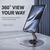 Support de téléphone et tablette rotatif à 360 degrés en acier au carbone, support de bureau portable réglable pour smartphone et iPad