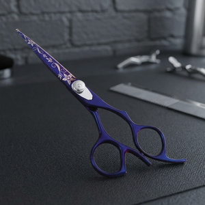 Ciseaux de coiffure professionnels en acier inoxydable à pointe affûtée pour droitiers, manche long, ciseaux à cheveux bleus - Product Image 3