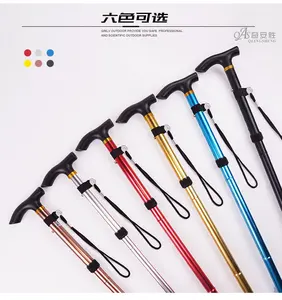 Muletas de expansión plegables para ancianos, <span class=keywords><strong>con</strong></span> <span class=keywords><strong>dos</strong></span> asas, bastón de escalada al aire libre - Product Image 3