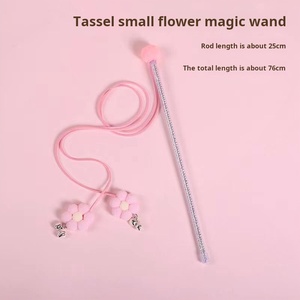 Interactive Movement <b>Cat</b> Toy Flower Shape <b>Plush</b> <b>Cat</b> Teaser Pole with Bells Made of Plastic for Pets - Product Image 6