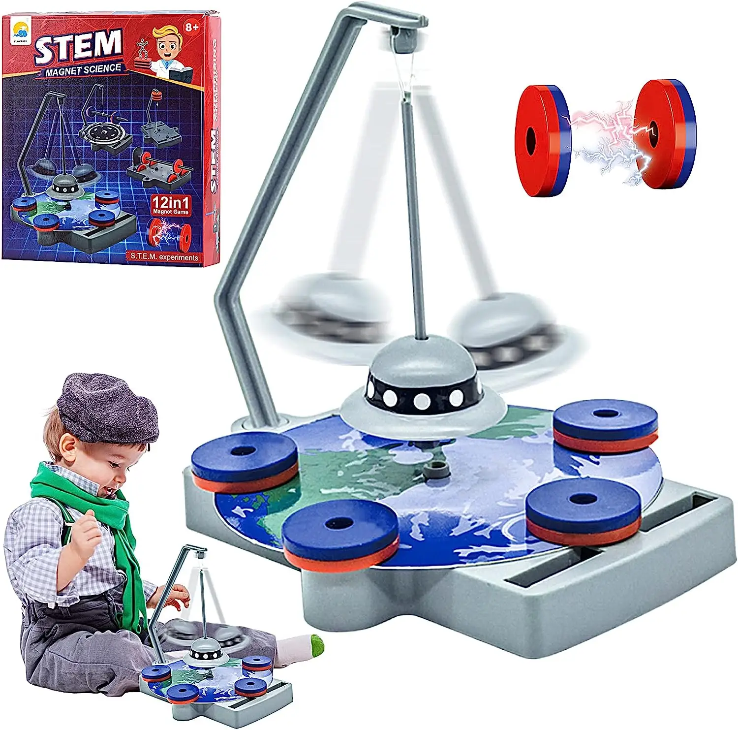 ของเล่นวิทยาศาสตร์12ใน1สำหรับเด็กของเล่นก้านแบบ DIY ของเล่นเพื่อการศึกษาสำหรับเด็กการทดลองวิทยาศาสตร์แม่เหล็ก