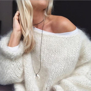 2026 <strong>Fluffy</strong> Fuzzy Mohair Pullover Top <strong>Women</strong> Lantern Long Sleeve O-Neck Sweater Chunky Knit Solid Color Oversized Loose <strong>Jumper</strong> - Product Image 3