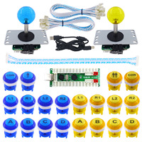 SHIJING - Kit de Controlador de Juegos Arcade de 2 Jugadores con Cero Retraso, Botones LED Personalizables con Logotipo, Joystick de 8 Direcciones, Cable Codificador USB con Cable para PC