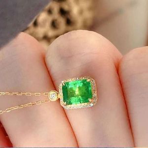 Pendentif en émeraude naturelle taillée en émeraude, or massif 18 carats, 1,0 ct, cadeaux de mariage pour femmes, Xinfly - Product Image 3